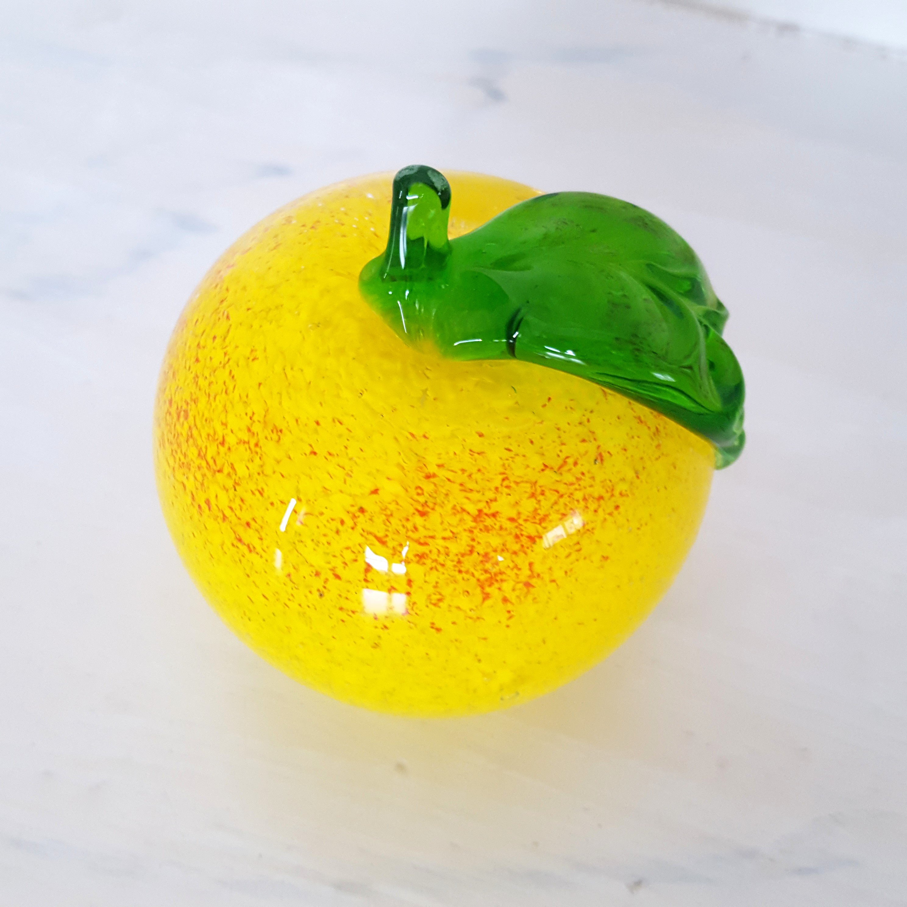Äpple - Konstglas - Frukt - Gul - Röd - Grön - Retrolivet