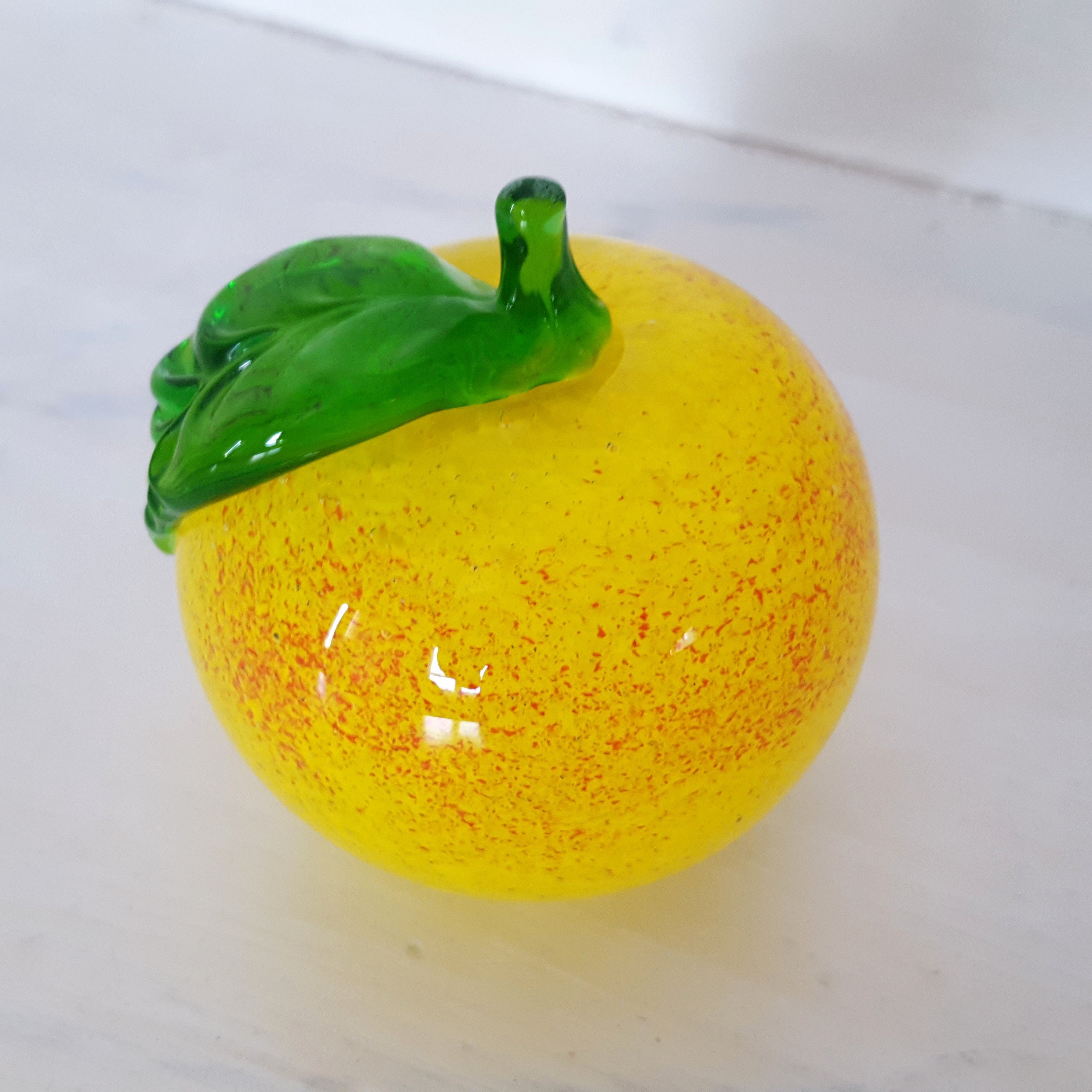 Äpple - Konstglas - Frukt - Gul - Röd - Grön - Retrolivet