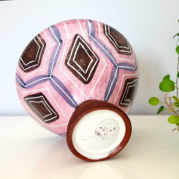 ljusstake-på-fot-skål-rosa-&-brun-laholm-keramik-4