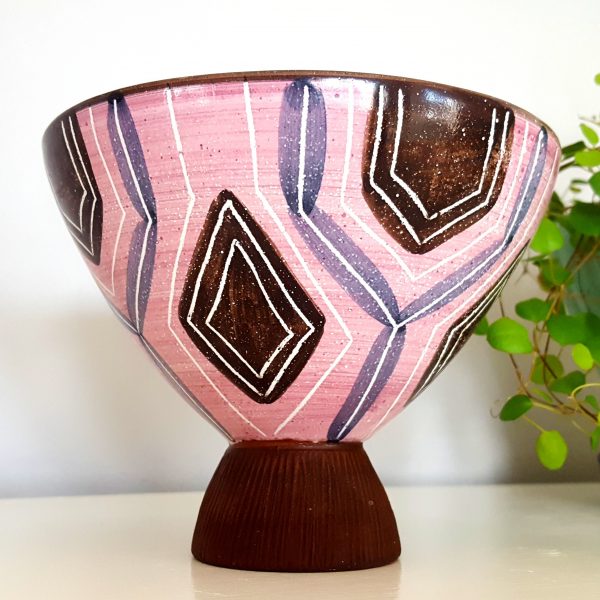 ljusstake-på-fot-skål-rosa-&-brun-laholm-keramik-5