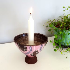 ljusstake-på-fot-skål-rosa-&-brun-laholm-keramik-6