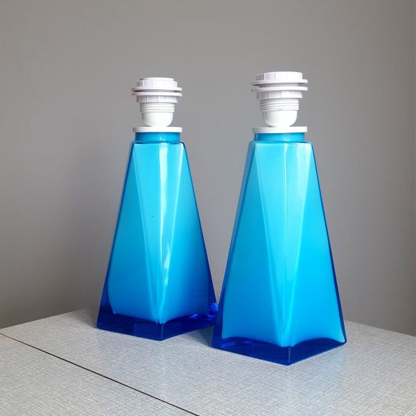 bordslampor~2~st~blått~glas~geometrisk~retro~4