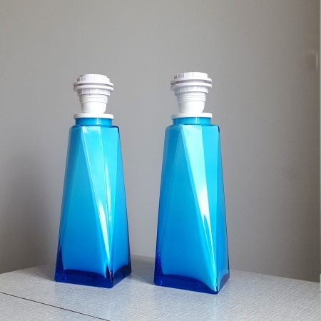 bordslampor~2~st~blått~glas~geometrisk~retro~5