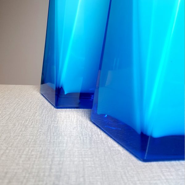 bordslampor~2~st~blått~glas~geometrisk~retro~8