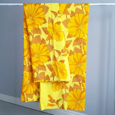 gardinlängder~blommor~blad~citrongul~orange~brun~retro~1